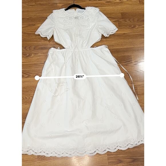Self-Portrait WHITE COQUETTE DAISY COTTON BRODERIE ANGLAISE CUT OUT MIDI DRESS 8 - Picture 9 of 16